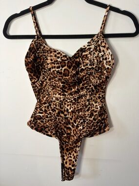 Leopard Print Women’s One-Piece - Brown Animal Print